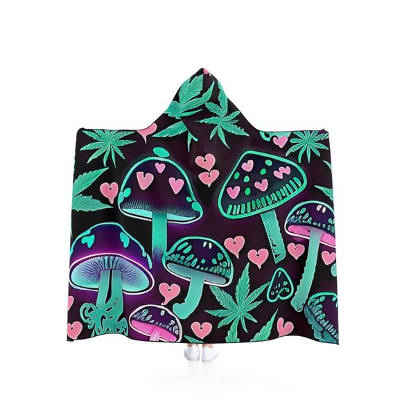 DISCO LEMONADE Disco Dreams Mushroom Hooded Blanket, Cloak, Rave, Uv, Led, , - Picture 1 of 3